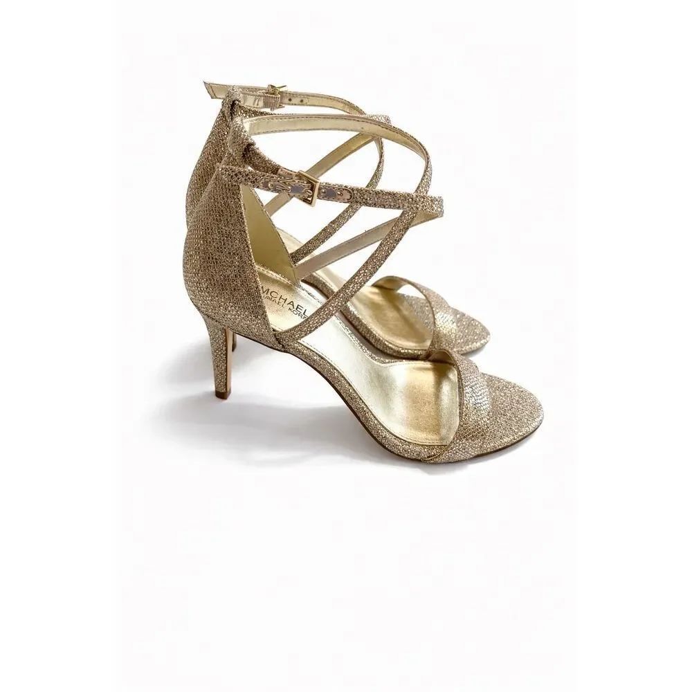 Michael Kors Ava Mid Sandals Sand Heels Size 7M